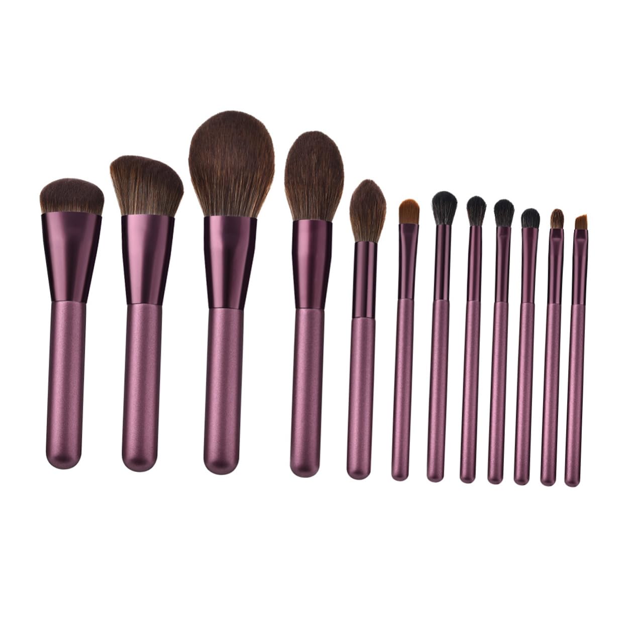 Set di Pennelli per Make-up 12 Pezzi T-12-063 in Nylon e Legno | Uso Quotidiano e Professionale, Finitura Porpora, Presa Facile, Risultato Uniforme, per Donna e Fidanzata