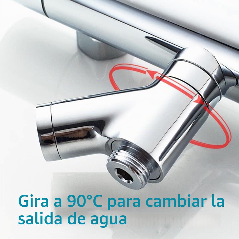 Grifos de Ducha Termostáticos 38 ℃ Ducha de baño negra Top Spray Termostato Inferior G 1/2 "Superior 3/4" BSP Aislamiento Grifo de Ducha de tres Salidas Latón Cromado