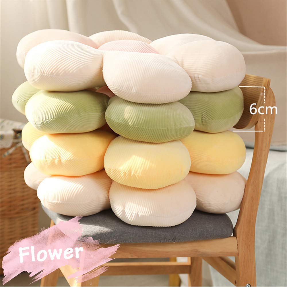 Coussin Fleur Morbuy 40x40cm - Coussin De Sol Moelleux Pour Jardin, Salon, Décoration - Blanc Vert