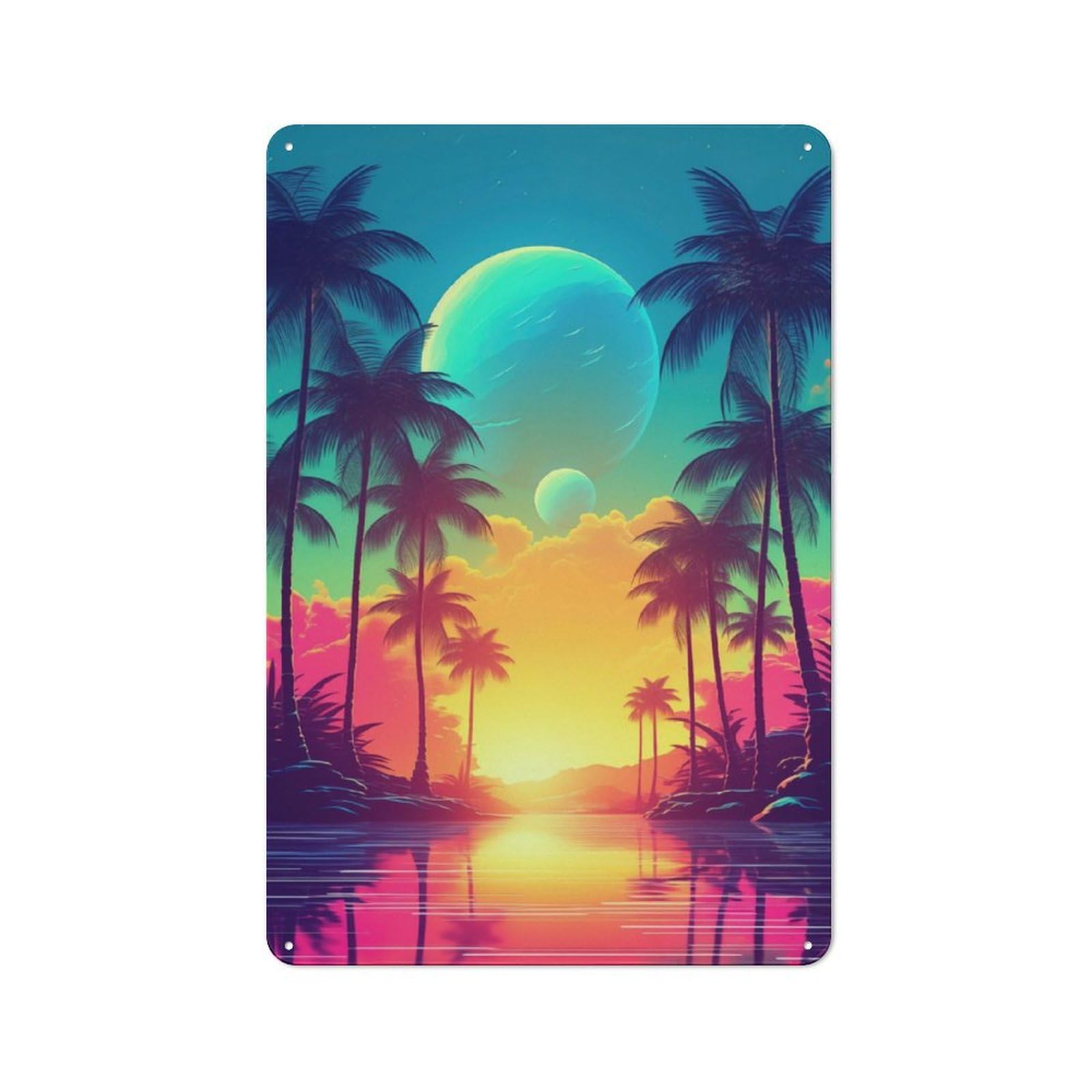 Junmoney Digital Euphoria Synthwave Decorative Tin Sign 30X20cm, Country Country Wall Plaque For Dining Room, Cafe, Entryway Or Family Room
