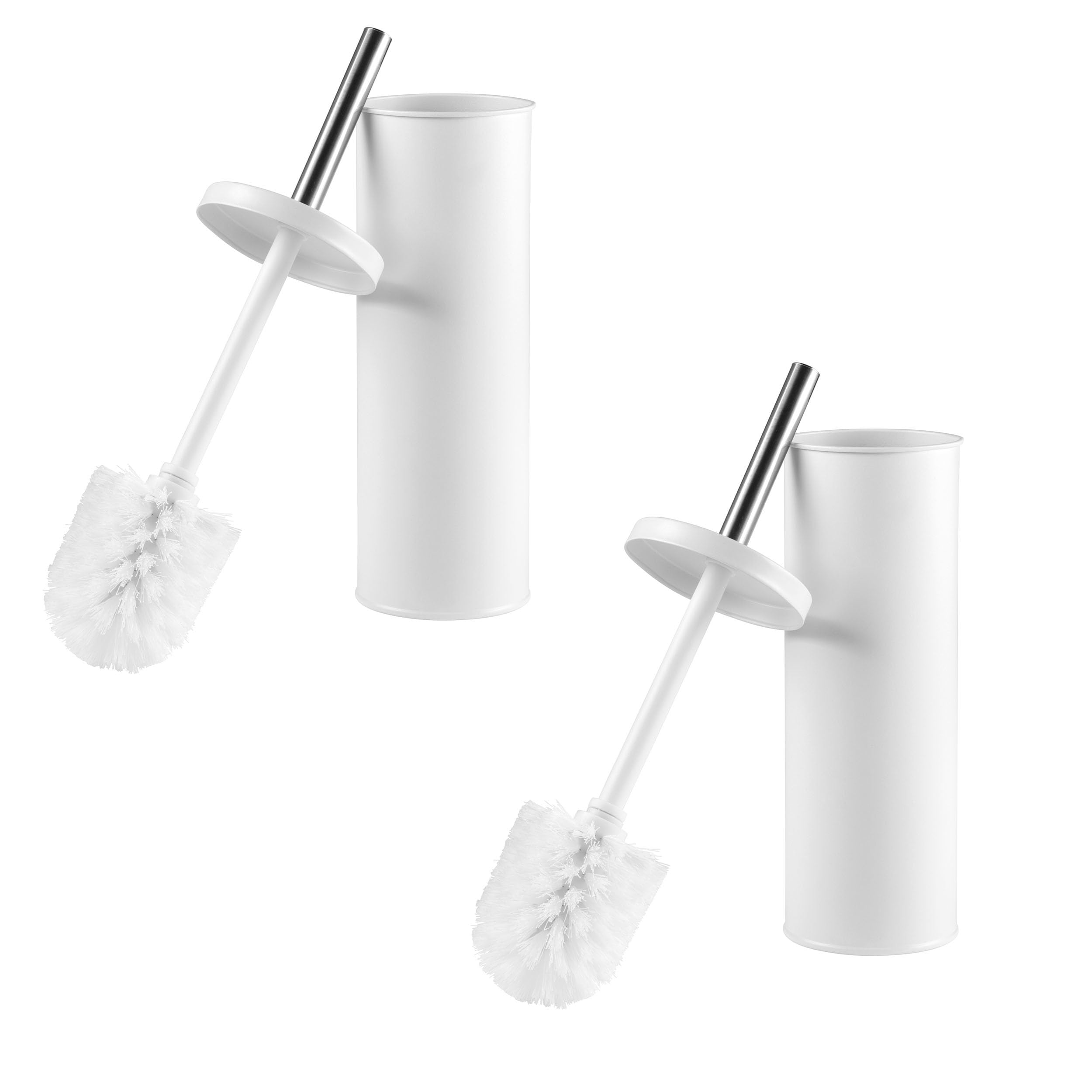 Beldray COMBO-9036 Toilet Brush and Holder Set – 2 Pack Bathroom Toilet Bowl Cleaning Brush With Stiff Bristles, Hygienic Holder With Lid Design, Deep Clean, Slim For Easy Storage, White