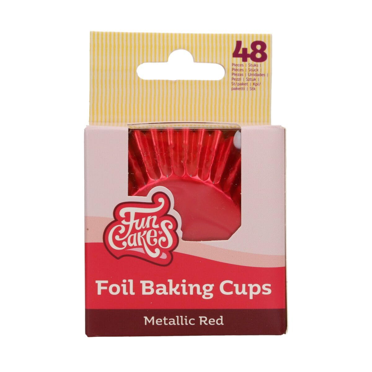 FunCakes Foil Baking Cups Metallic Red, Cupcake Cases for Baking Greaseproof Baking Cups Firm Foil Paper for Cupcakes, Muffins, Brownies and More, 48-Piece