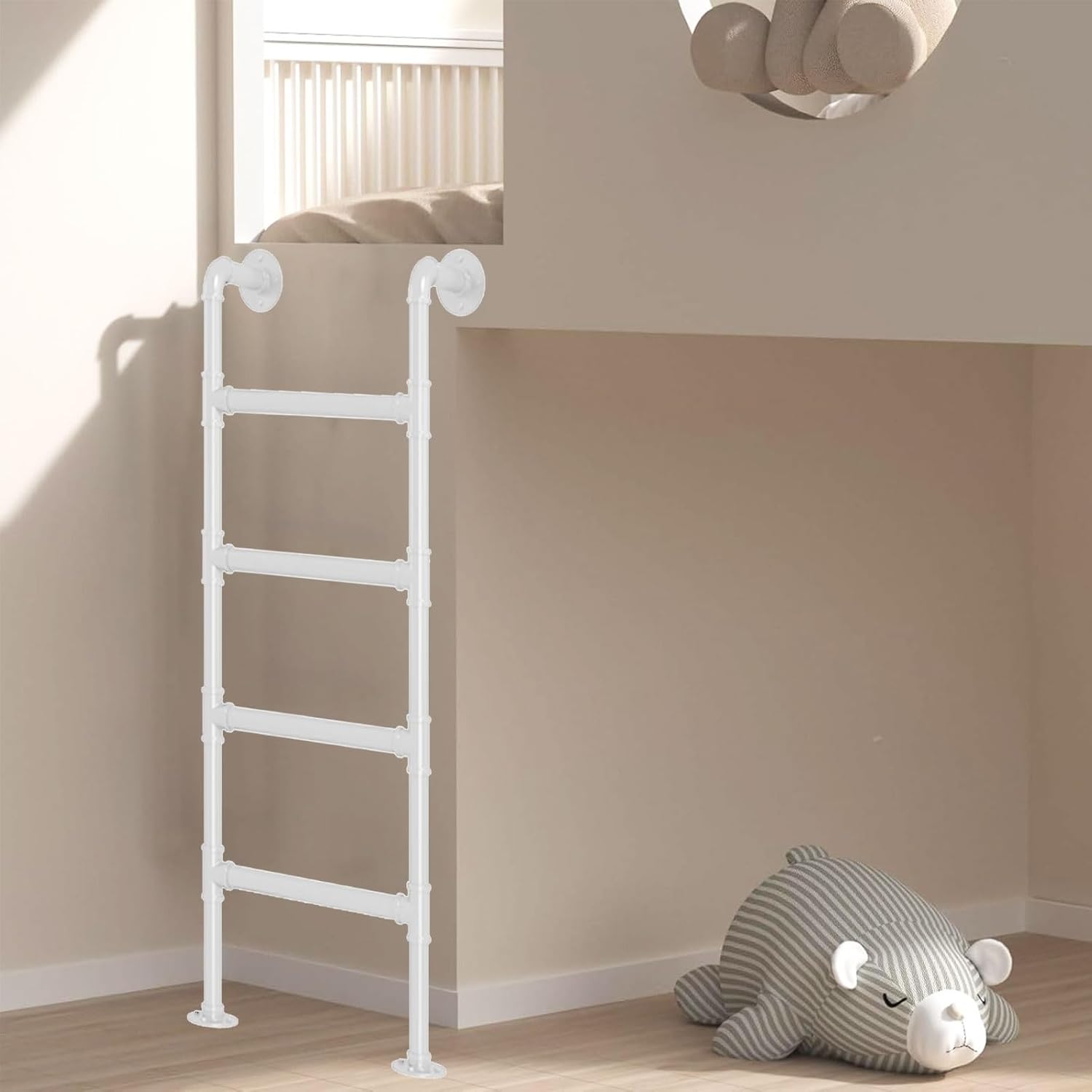 9.8ft Emergency Fire Escape Ladder for Home Wall Mounted Metal Step Ladder with Space Saving Design Easy to Install Attic Stairs and Basement Egress Ladder Twin Bed Bunk Ladder for