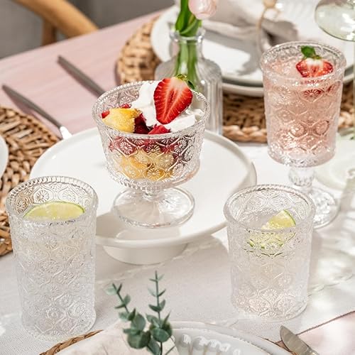 Miniatura 6 de Cameo Doble Vidrio Antiguo Moda, Transparente, 4 Piezas