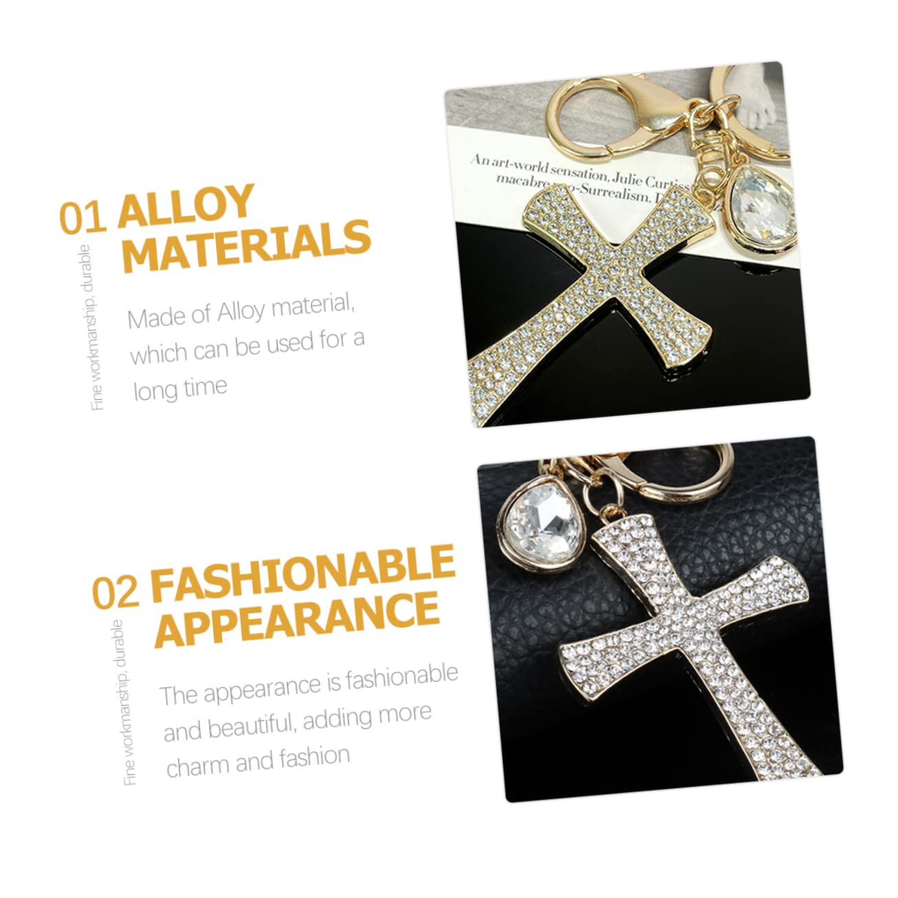 8pezzi Portachiavi Ciondolo Croce Lega Per Decorazione Chiavi e Borse Design Elegante e Creativo Materiale Resistente e Pratico Casual Assortiti