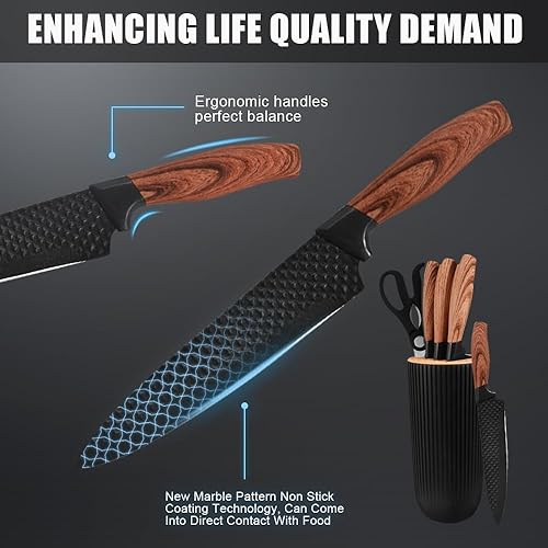Miniatura 6 de Gulymm Juego de cuchillos de cocina, juego de 6 cuchillos afilados para cocina, juego de cuchillos afilados inoxidable antioxidante con bloque