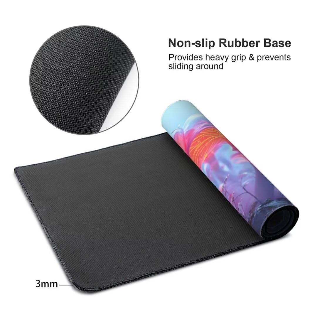 Alfombrilla de ratón 1400x600x3 MM, Alfombrilla Ratón XXL Extendida de Gran Tamaño con Bordes Cosidos, Base de Goma Antideslizante Almohadilla para Teclado, Setas de ensueño S-9581