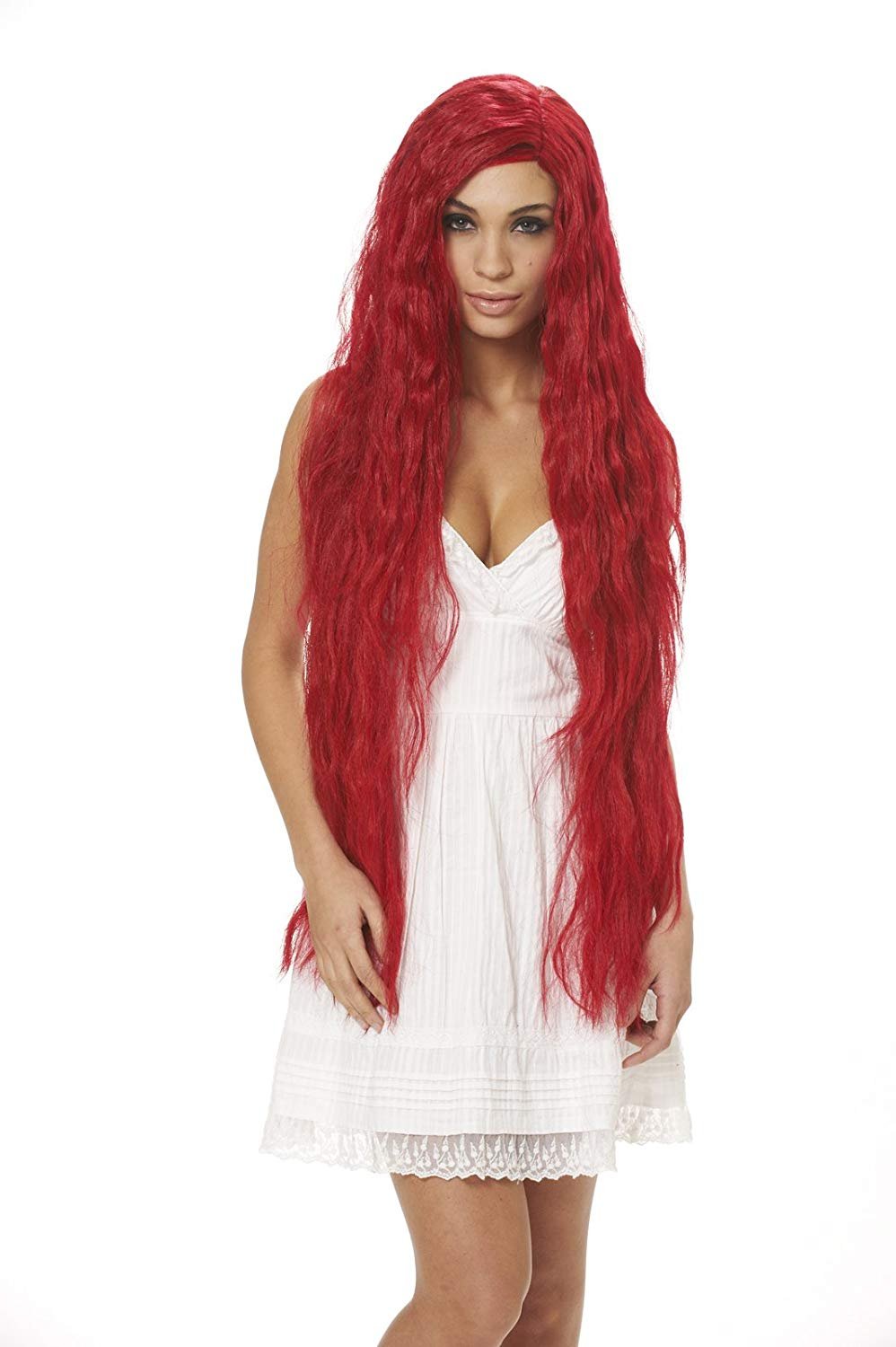 Costume Culture Women's Fantasy Maiden Wig, neon red, One Size, Neon Red, One size