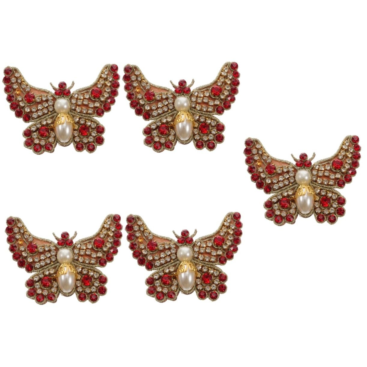 5pezzi Decorative Rhinestone Butterfly Patch Toppe Termoadesive Per Scarpe e Abbigliamento Applique Per Matrimonio e Decorazioni Fashion