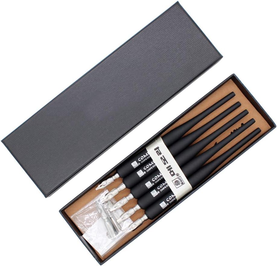 Hillento Calligraphy Pen Set, 5 Plastic Pen Holders Handles Gothic