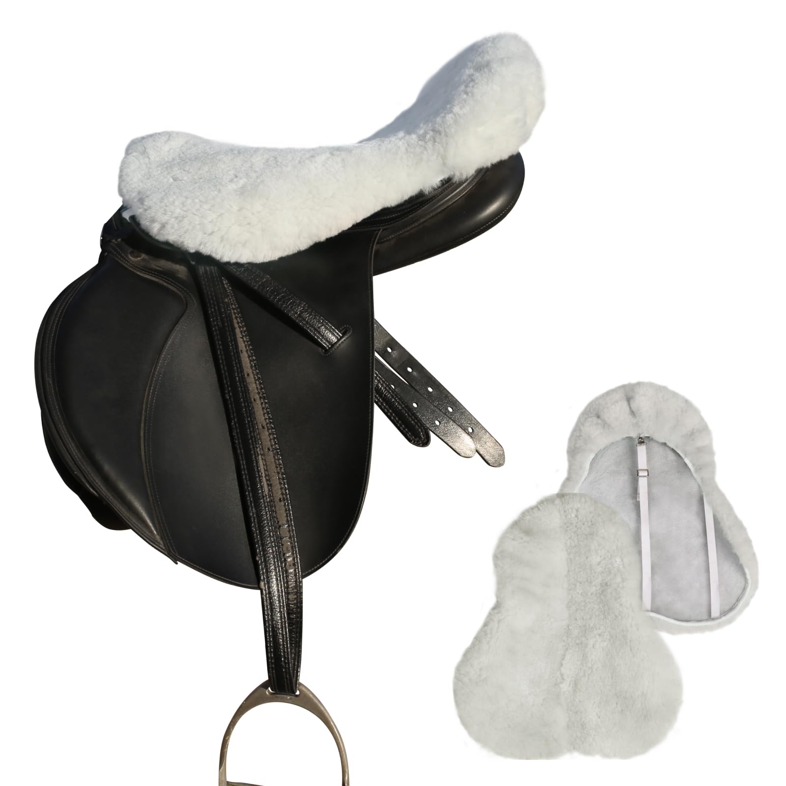Harrison Howard Plush Sheepskin Saddle Cover for English Saddles Seat Saver Ultimate Riding Comfort for Rider & Protection for Saddle Universal Size