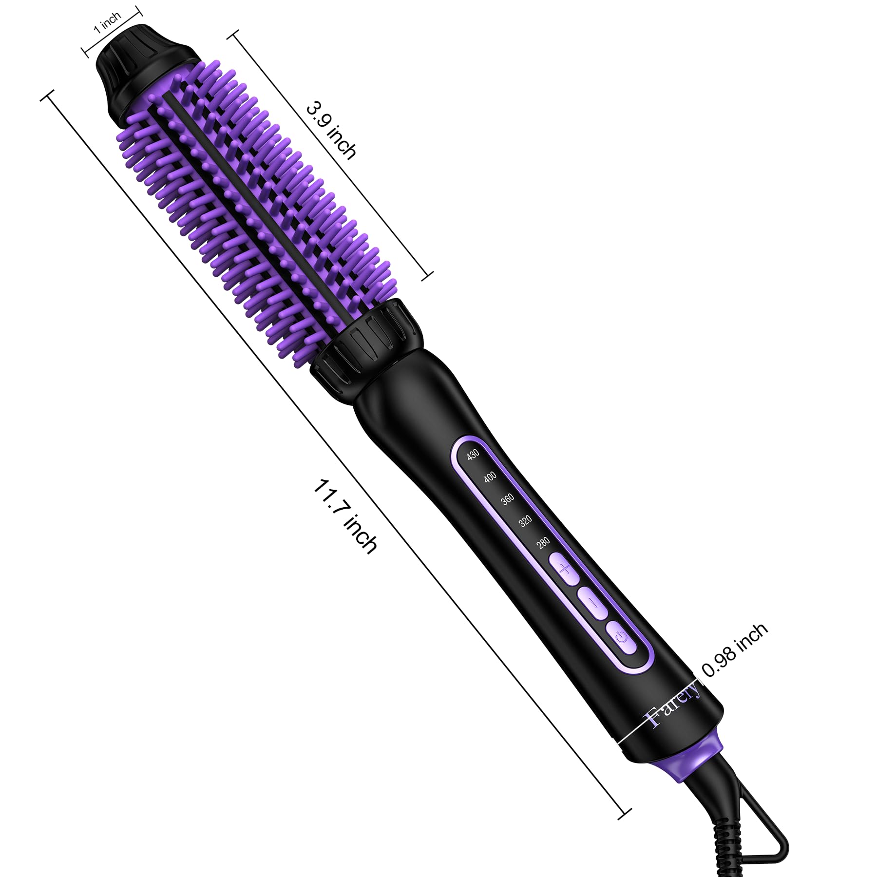 FARERY Thermal Brush, Cepillo Térmico 25MM, Cerdas de Silicona Flexible Anti-Quemaduras y No se Caen, Cepillo Térmico Iónico de Cerámica Turmalina, Rizador de 5 Temperaturas, Doble Voltaje