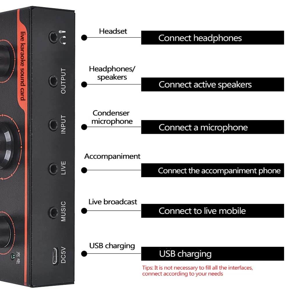 DLOETT Mélangeur Audio Professionnel Audio USB Carte Son Externe Casque Microphone Webcast Divertissement Streamer Carte Son en Direct