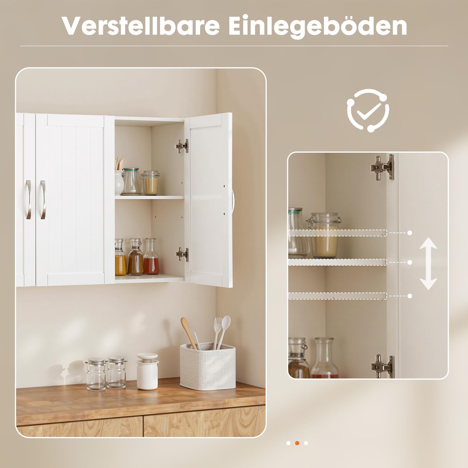 Sweetcrispy Hängeschrank Badezimmer, schmaler Wand-Organizer mit verstellbaren Regalböden, für Bad/Küche/Waschraum/Flur, Weiß, 90x30x60cm