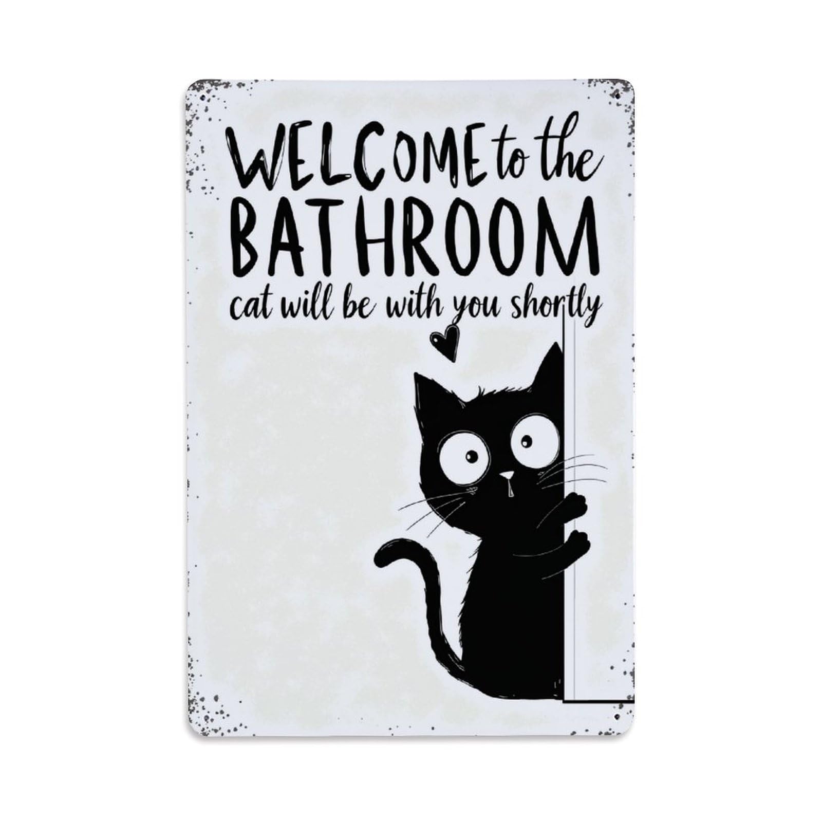 Enderetf Vintage Welcome To The Bathroom Cat Tin Sign Metal Poster, Home Bar Garage Man Cave Cafe Indoor & Outdoor Wall Decoration 8X12inches
