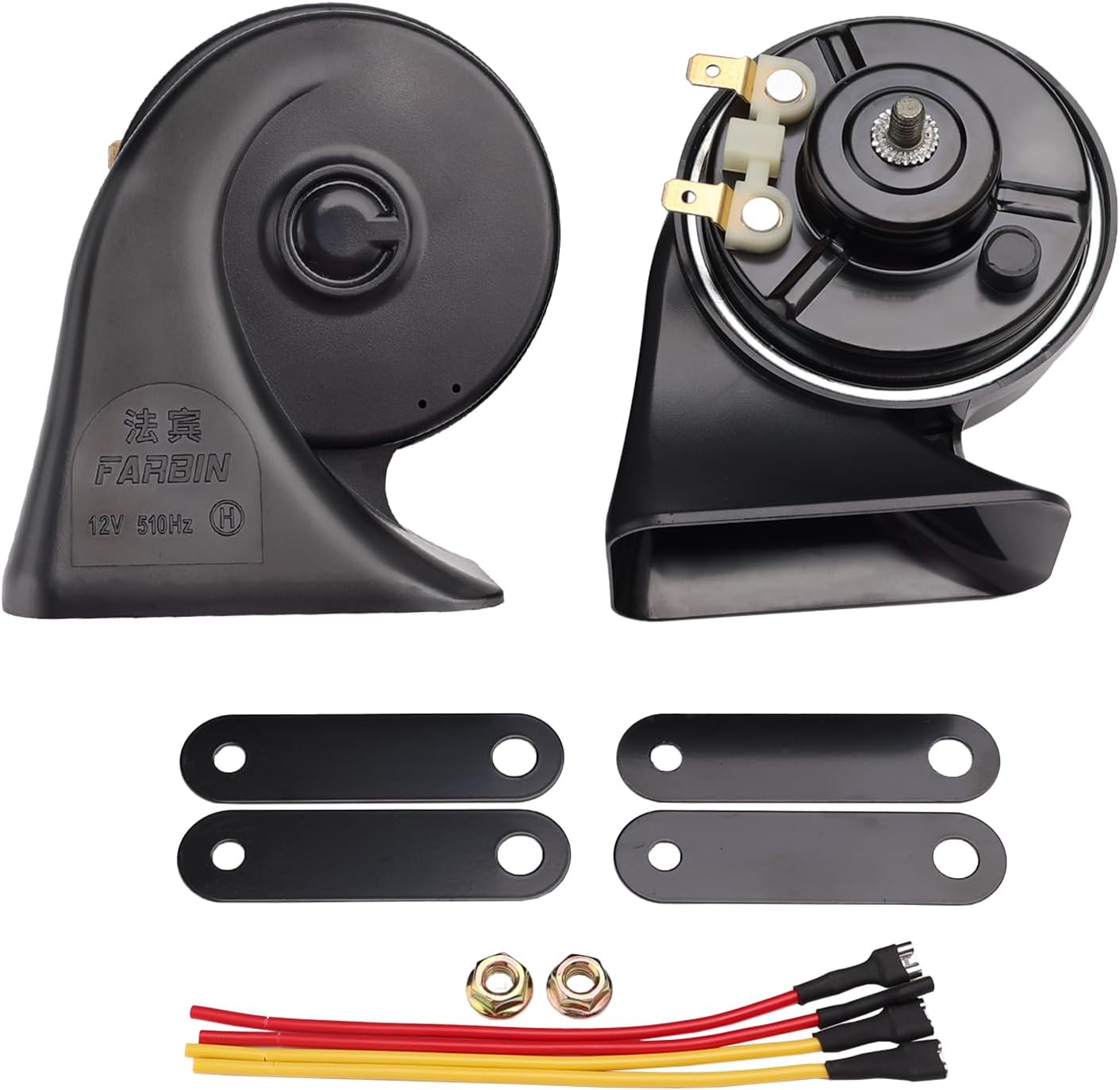 Car Horn Universal Replacement Kit for Car, Motorcycle, Truck, Boat - 12V Loud Waterproof Double Horn, Super Loud Train Electric Snail Air Horns