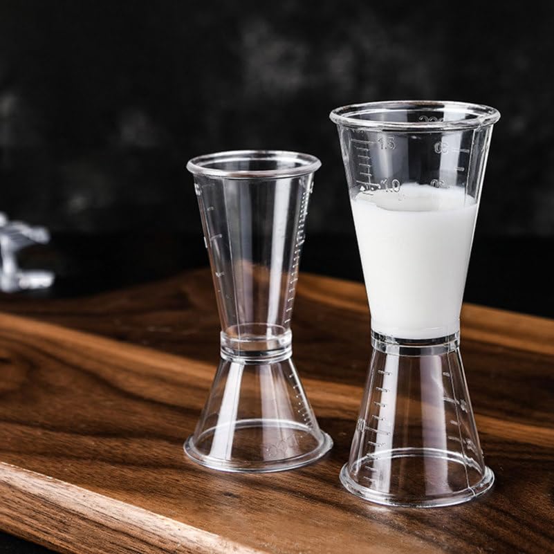 ULTECHNOVO Lot de 6 tasses à mesurer en plastique à double doseur à cocktail à long manche