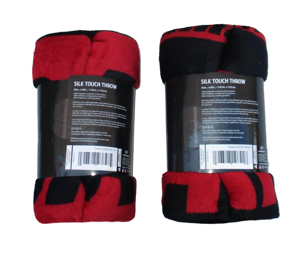 VF Arkansas Razorbacks Set of 2 Throw Blankets, 45
