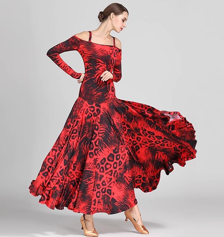 HEARTTOUCH Women Ballroom Dance Dress Long Swing Modern Waltz Dance Costume Professional Competition Party Dress