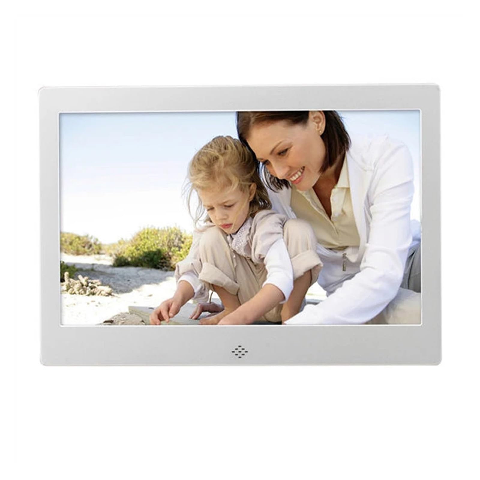 Photo Frame 10 Inch Metal LED Digital Photo Frame 720P Video Music Calendar Clock Player 1024x600 Resolution(Silver)