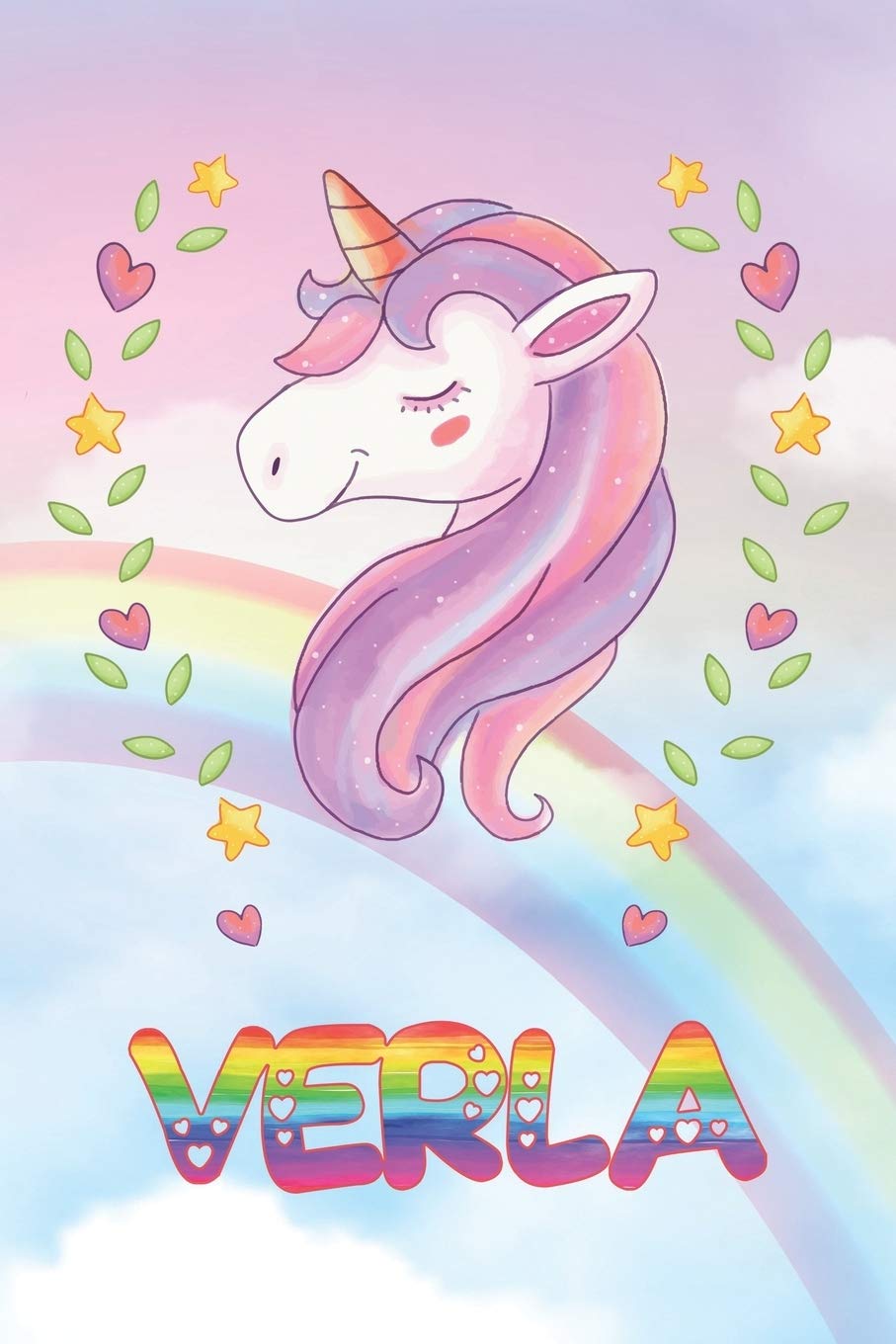 Verla: Verla Unicorn Notebook Rainbow Journal 6x9 Personalized Customized Gift For Someones Surname Or First Name is Verla