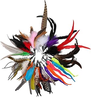 20PCS Feather Teaser Cat Toy Replacement, Cat Wand Toys and Teaser with Bell Refills, Interactive Catcher Teaser and Funny Exercise for Kitten or Cats