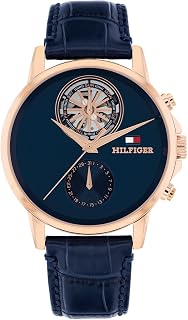 Tommy Hilfiger Stewart with Quartz Multifunction Analog Navy Dial Navy Leather Strap Watch for Men - TH1710747W