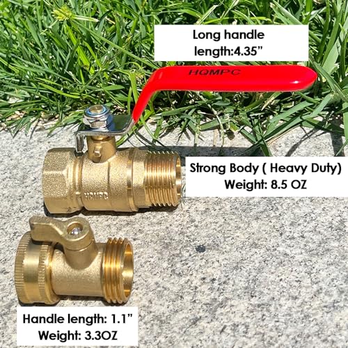 Hqmpc Garden Hose Shut Off Valve Ball Valve 3/4 Inch Ght Water Hose Shut Turn Off Valve Heavy Duty Hose On Off Valve Brass Shut Off Valve Hose Ball Valve 1Pc Long Handle thumb #3