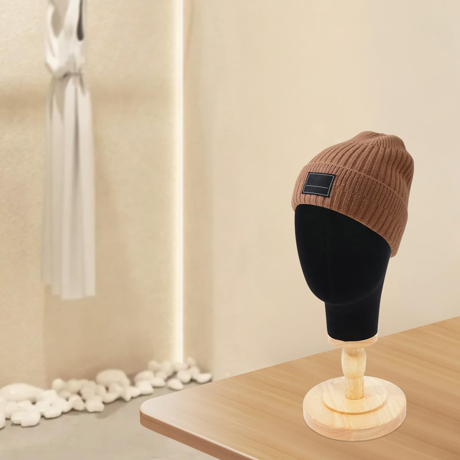 Testa per parrucca da tavolo con base rotonda stabile (16 cm di diametro) | Manichino per parrucche, 40 cm, supporto rimovibile salvaspazio, per parrucchiere, collezione di parrucchieri, fai da te