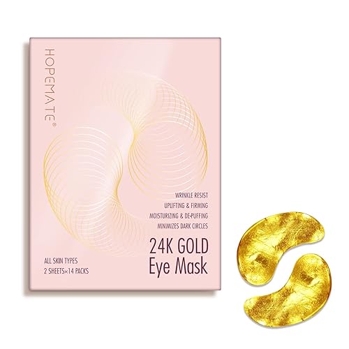 Máscara de ojos de oro de 24 quilates con ácido hialurónico y colágeno, reduce las arrugas, reduce las ojeras y la hinchazón, reduce las líneas