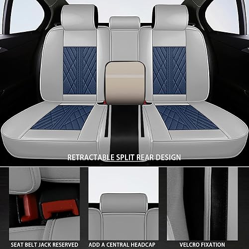 Miniatura 6 de Funda de asiento de automóvil para Audi Q8 2019-2023, 5 asientos, de piel napa, impermeable, antideslizante, compatible con bolsa de aire, fácil de