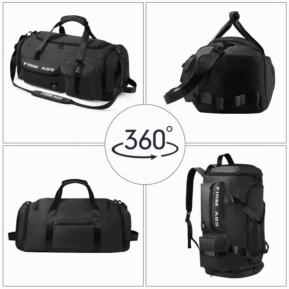 Flintronic 65L Bolsa Deporte Gimnasio, Bolsa de Viaje, Bolsa Deporte Fitness, con Zapato Separada Seco y Humedo, Ligera e Impermeable, Hombre y Mujer, para Deportivo Viaje Gimnasio, Negro