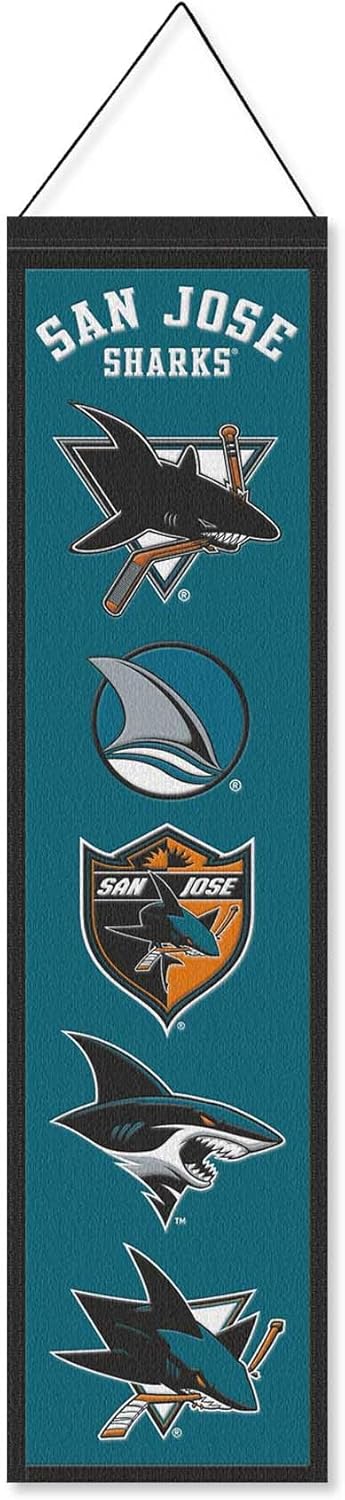 WinCraft San Jose Sharks Evolution 8x32 Inch Vertical Wool Embroidered Hanging Banner