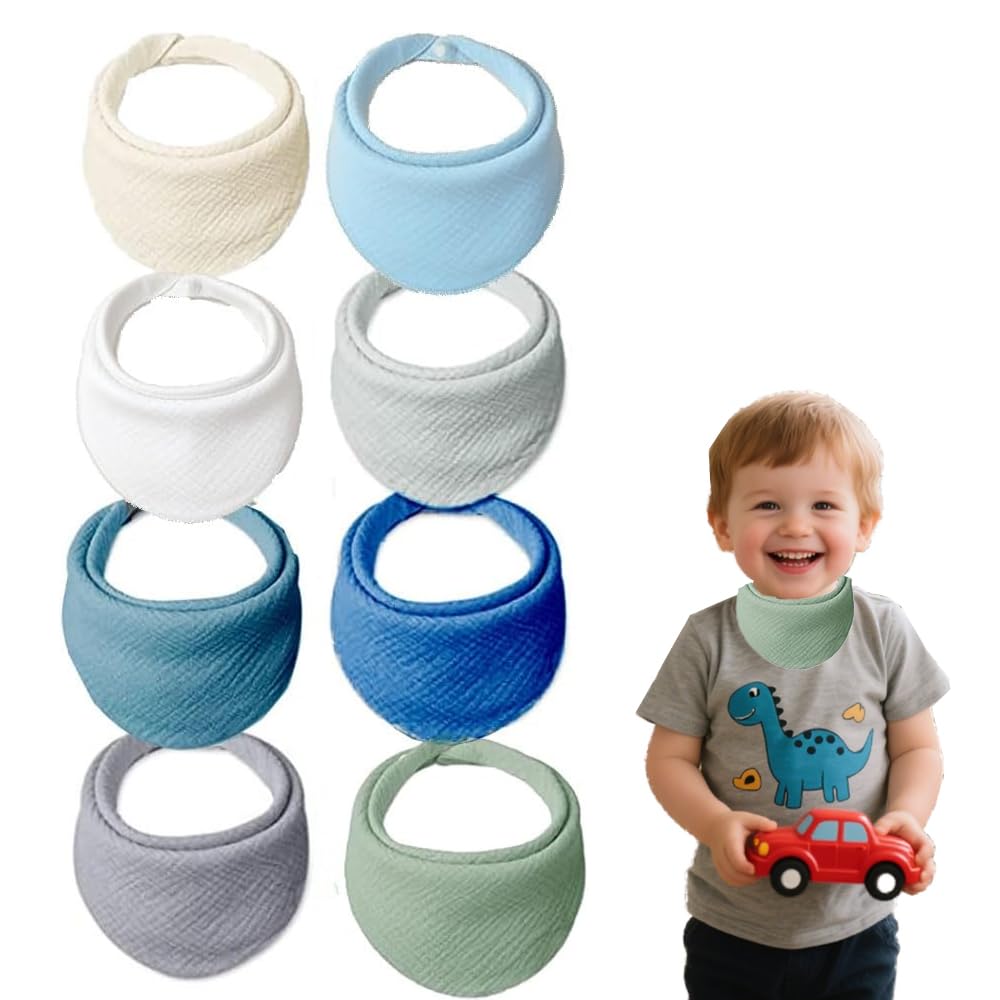 Oaygat Muti-8 Pack-A 8 Packs Muslin Baby Bibs Bbay Bandana Dribble Bibs Drool Bibs With Adjustable Snaps And Absorbent With Adjustable Snaps Adjust For Newborn Toddler From 0-36 Months