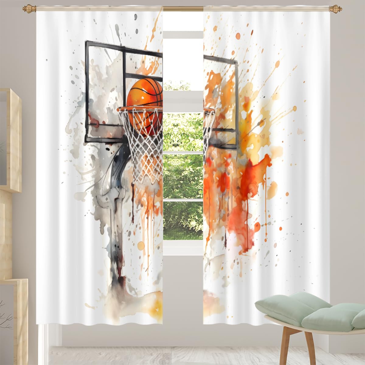 JXDXHCW Sheer Curtains 78 Inch Length 2 Panels Set, Window Drapes with Rod Pocket Rugby Sports Curtains for Living Room Bedroom