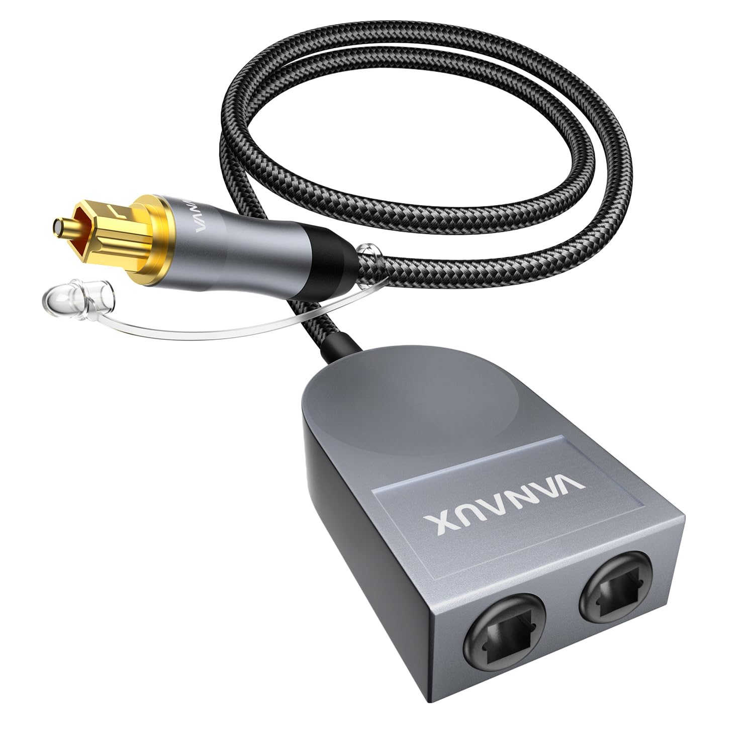 Optical Splitter 1 in 2 Out, Fiber Optic Digital Audio Cable, Toslink S/PDIF 1 Male Input 2 Female Output Support LPCM2.0, Dolby Digital, DTS 5.1 for TV,Home Theater,Sound Bar,Game Console(1.6ft/0.5m)