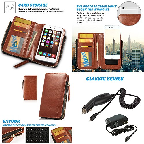Fits HTC, Samusng, ZTE, etc. Brown Universal Zipper PU Leather Wallet Purse with Credit Card Slots f - //coolthings.us
