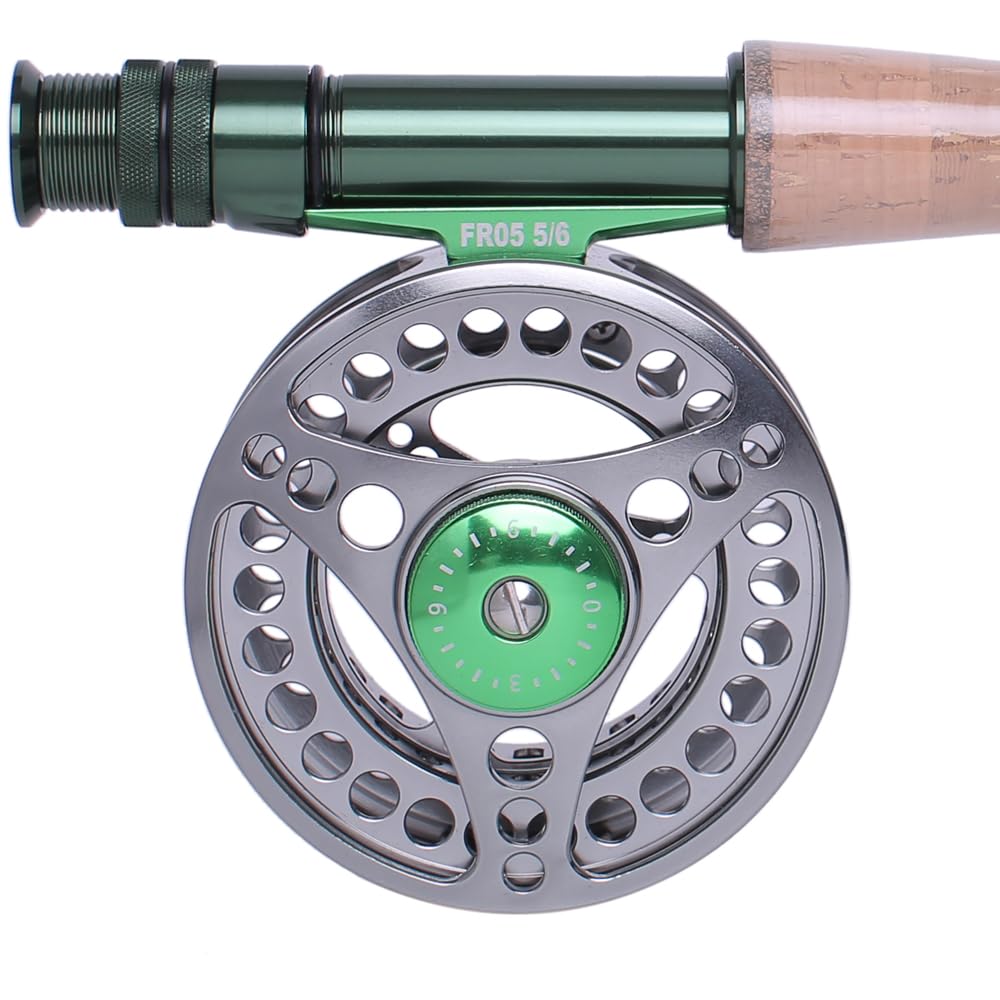 Kylebooker Carrete de Pesca con Mosca, Eje Grande, Cuerpo de aleación de Aluminio mecanizado CNC, Carrete de Mosca 3/4 WT 5/6 WT 7/8 WT