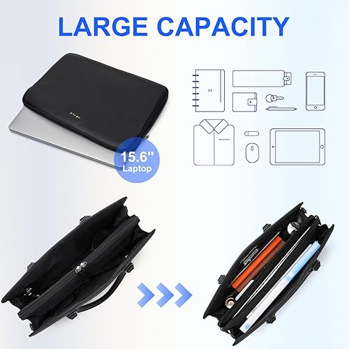 Miniatura 10 de Keyli Bolsa para laptop para mujer, grande, de piel sintética, con puerto de carga USB, bolsa de hombro, 4 unidades