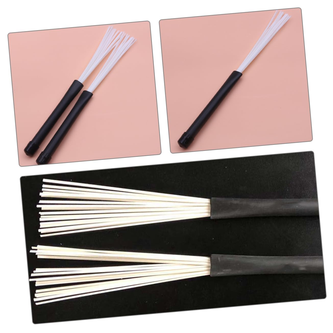 Totority Drum Brush Sticks Nylon Wire Brush Set for Drum Set Percussion Drummer Accessories