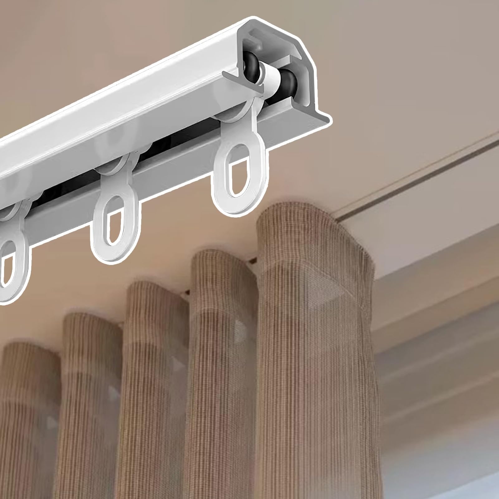 Tringle à rideau de douche à montage au plafond, rail caché pour chambre à coucher, balcon, barre intégrée pour bureau, appartement, barre découpable