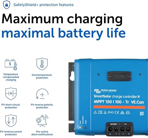 Miniatura 7 de Victron Energy SmartSolar MPPT Tr VE. Puede 150 V 100 amperios 12243648 voltios controlador de carga solar (Bluetooth)