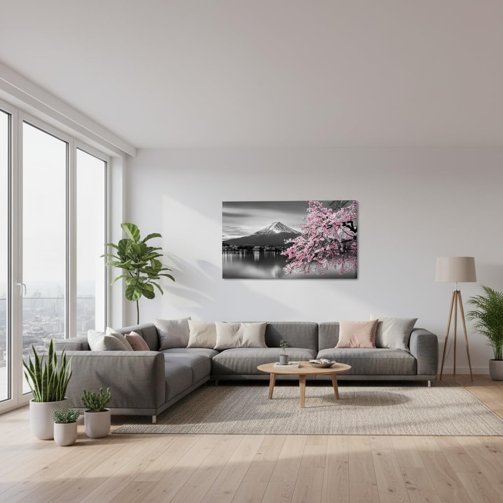 YeiLnm Mount Fuji Wall Art Japanese Mountain over Lake Photo