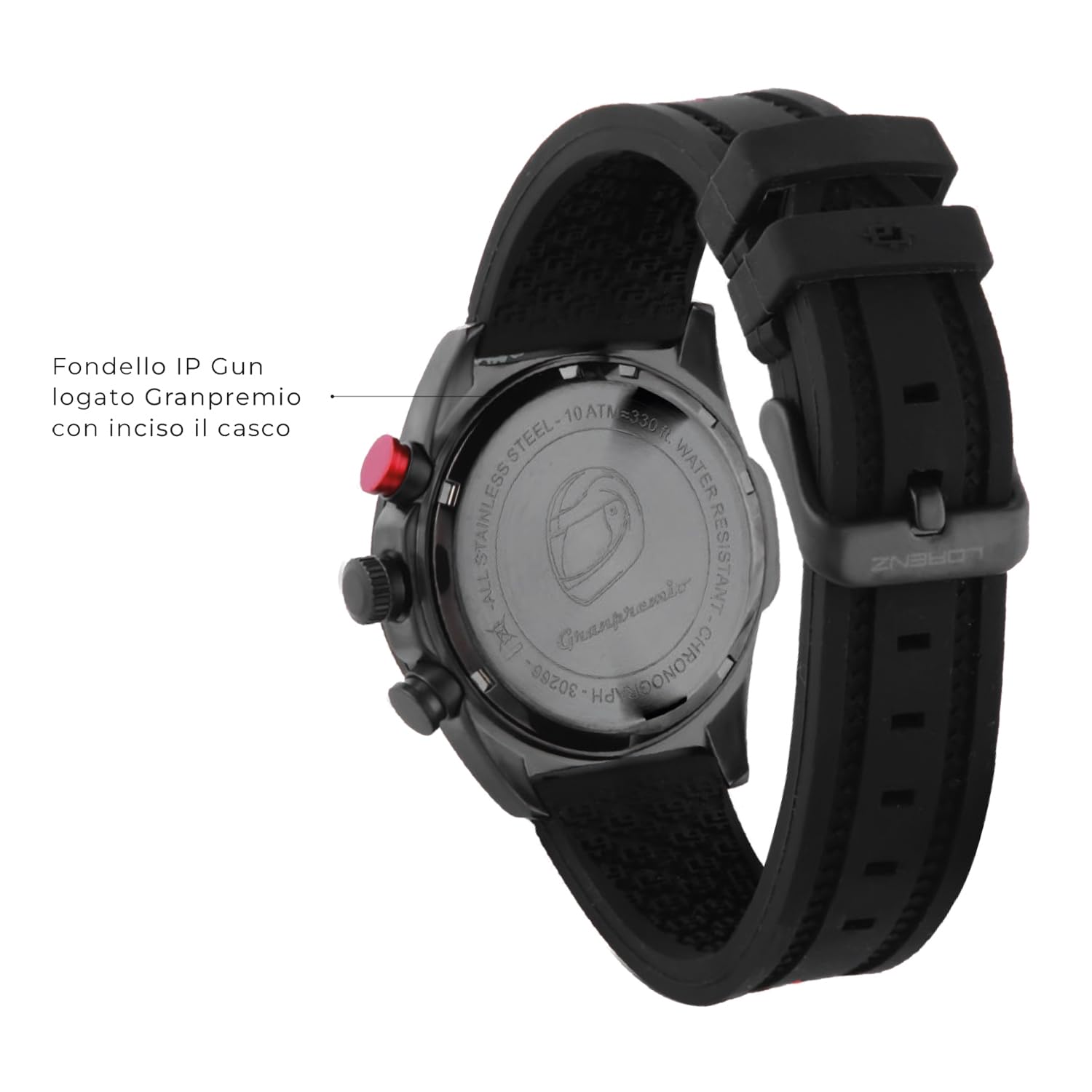 Lorenz Granpremio 030267BB - Orologio Sportivo da Uomo - Orologio Cronografo al quarzo - Orologio con Cinturino in Gomma - Sub 100 metri