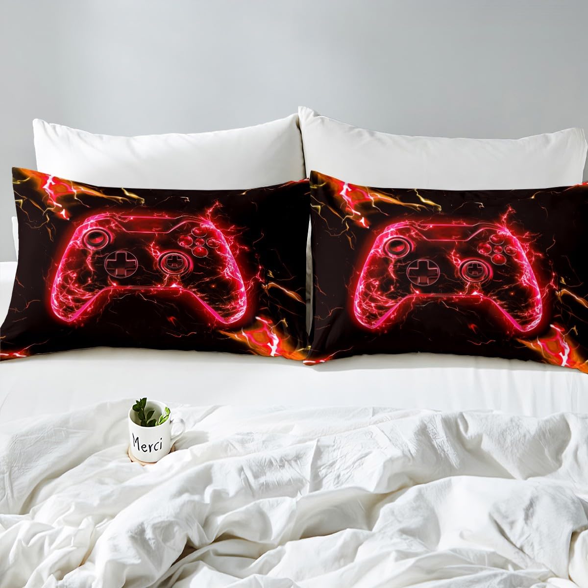 Homemissing Set di biancheria da letto per bambini con copripiumino e 2 federe, per ragazzi e ragazzi, con controller gamepad, motivo videogiochi, decorazione per la stanza dei giochi