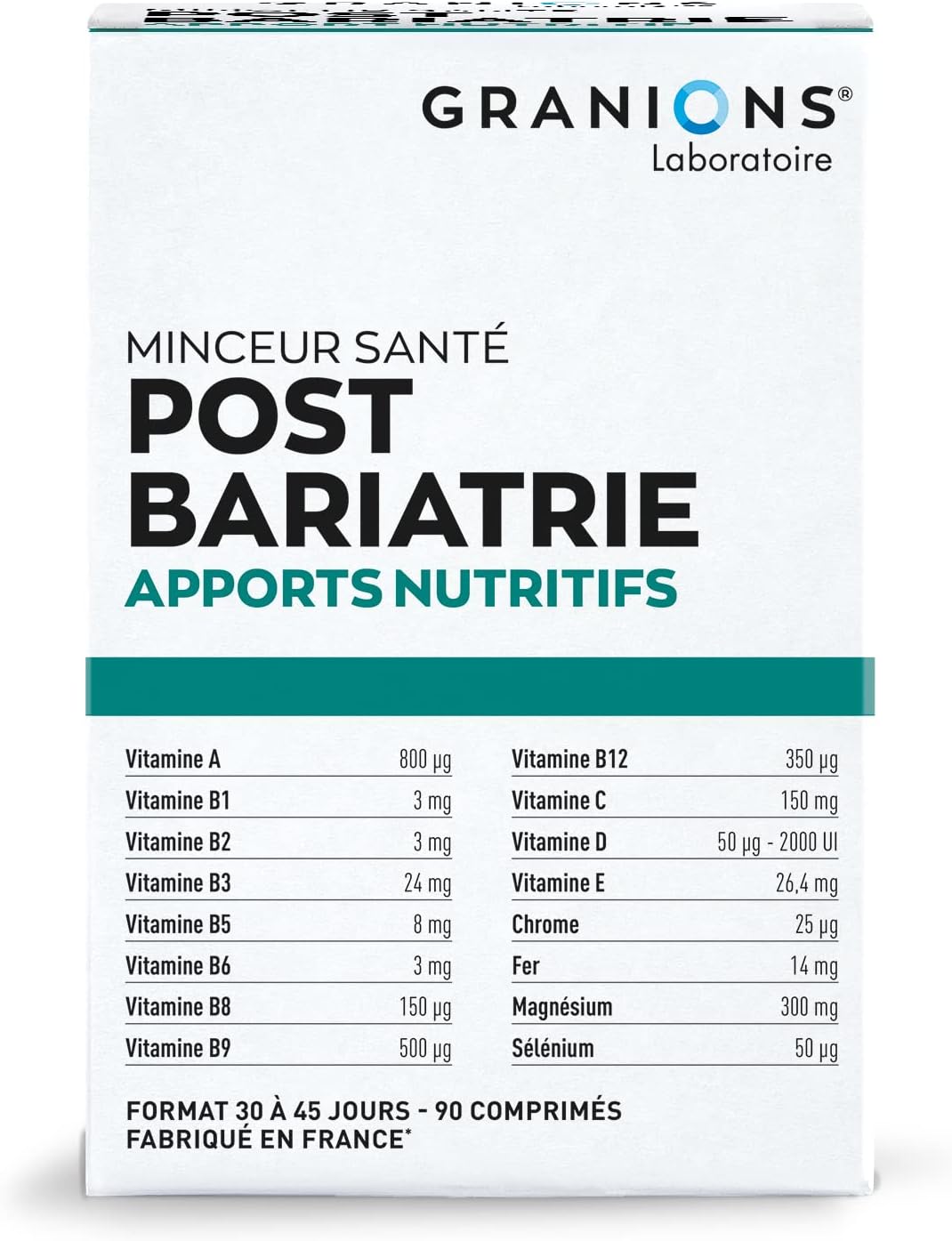 GRANIONS Post Bariatrie : Avis et test sur les vitamines et minéraux essentiels pour la chirurgie bariatrique – Absorption rapide, programme 30 à 45 jours. GRANIONS Post Bariatrie : Avis et test sur les vitamines et minéraux essentiels pour la chirurgie bariatrique – Absorption rapide, programme 30 à 45 jours.
