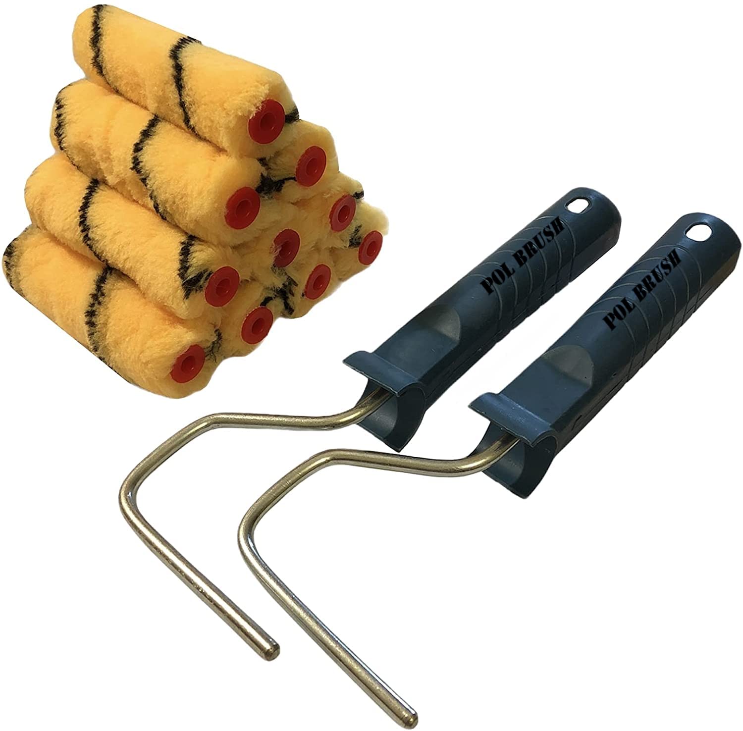 Buy 12 Pack POL BRUSH 10 4" PRO Mini Paint Rollers + 2 Handles for