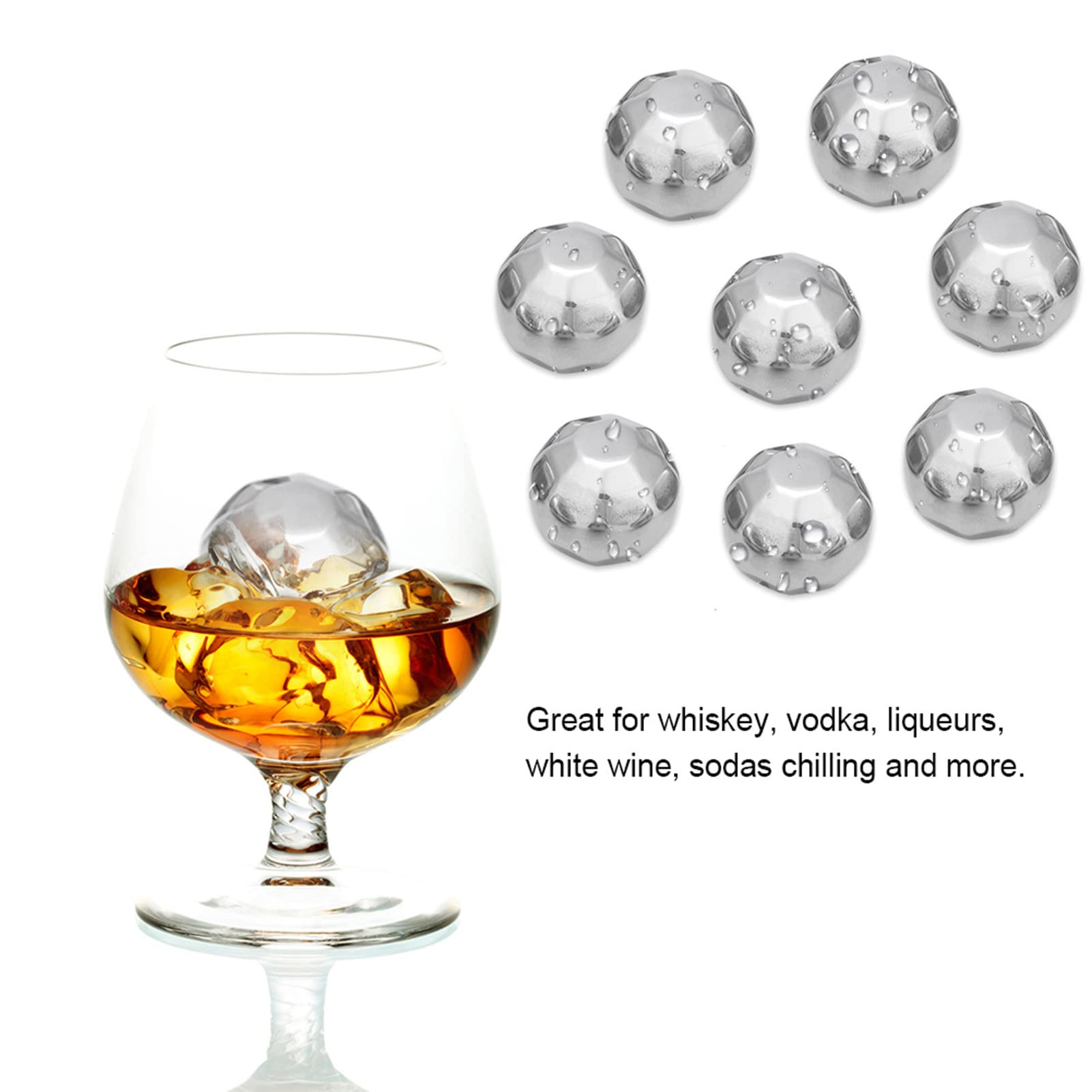 Rocas para Whisky, Accesorios para Whisky, Esferas de Hielo de Acero Inoxidable, Rocas Enfriadoras para Bebidas con Pinza, Bola de Hielo para Whisky, Cócteles y Bebidas Caseras,