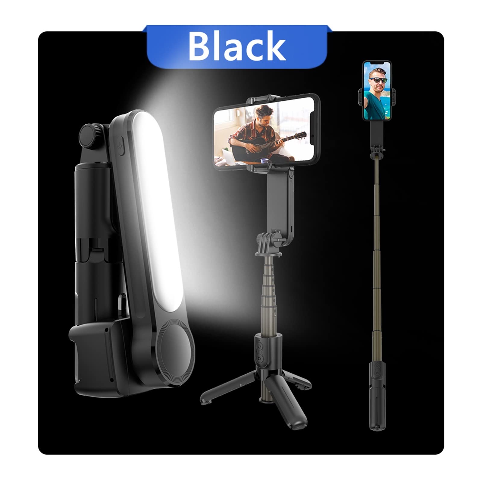 Stabilizzatore Gimbal Telefono cellulare Selfie Stick Treppiede Wireless Remote for Smartphone Video Shooting Vlog Trasmissione in diretta(Noir)