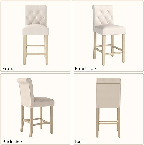 Miniatura 51 de GOTMINSI Juego de 2 taburetes de bar de 24 pulgadas para isla de cocina, taburetes de bar tapizados de altura de mostrador con decoración copetuda,